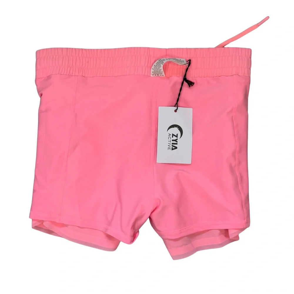 NWT Zyia Active Pink Flow Shorts Size S NWT $42 Drawstring Lined Running - Picture 4 of 7
